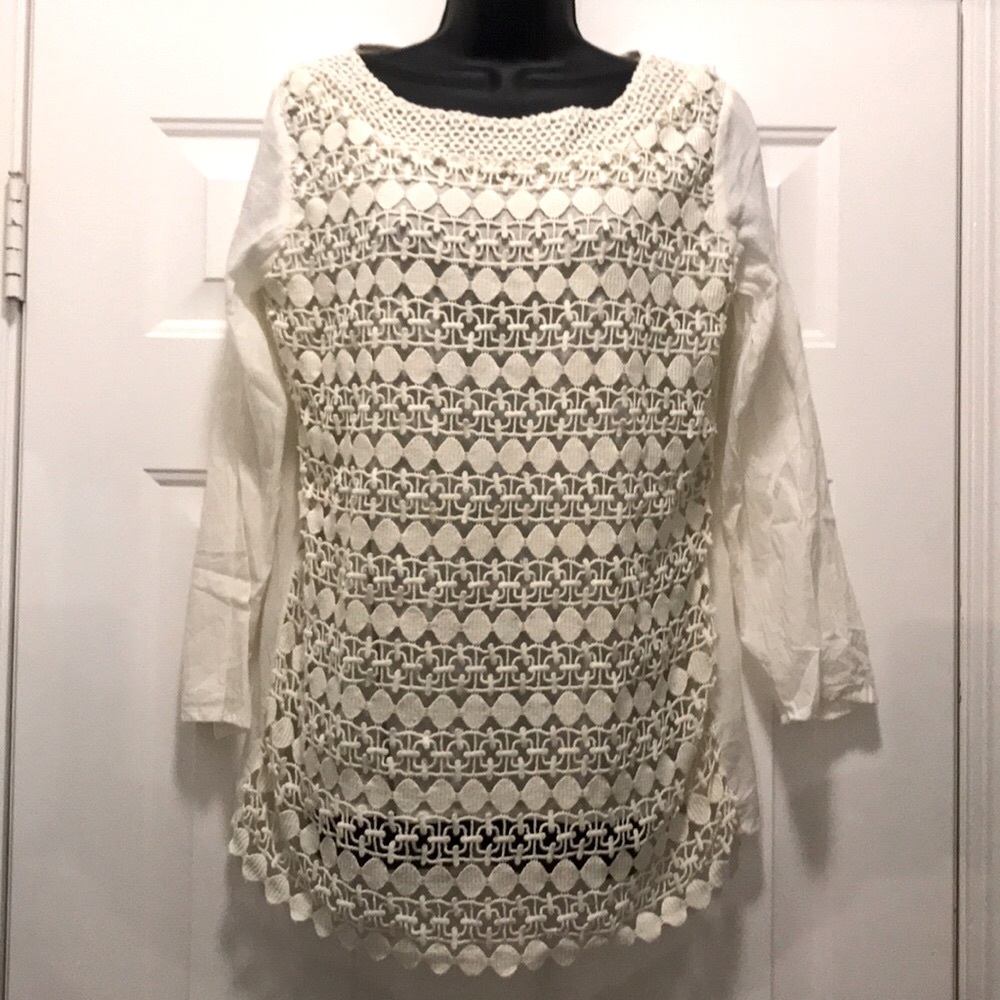 Cotton crochet front tunic